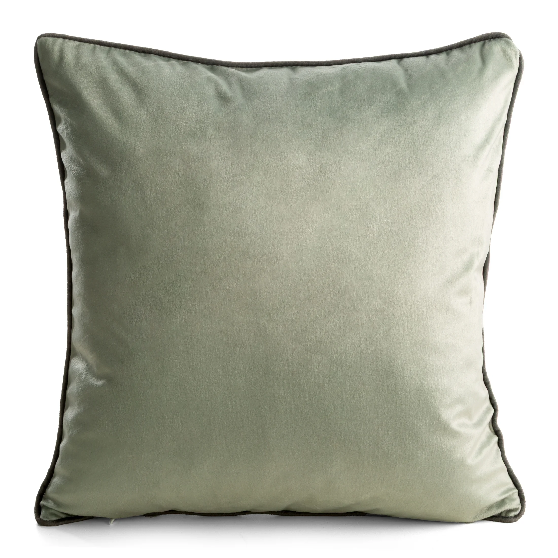 Poszewka na poduszkę 45x45 cm welwetowa biało, zielona z roślinnym nadrukiem VELVET 206 Eurofirany