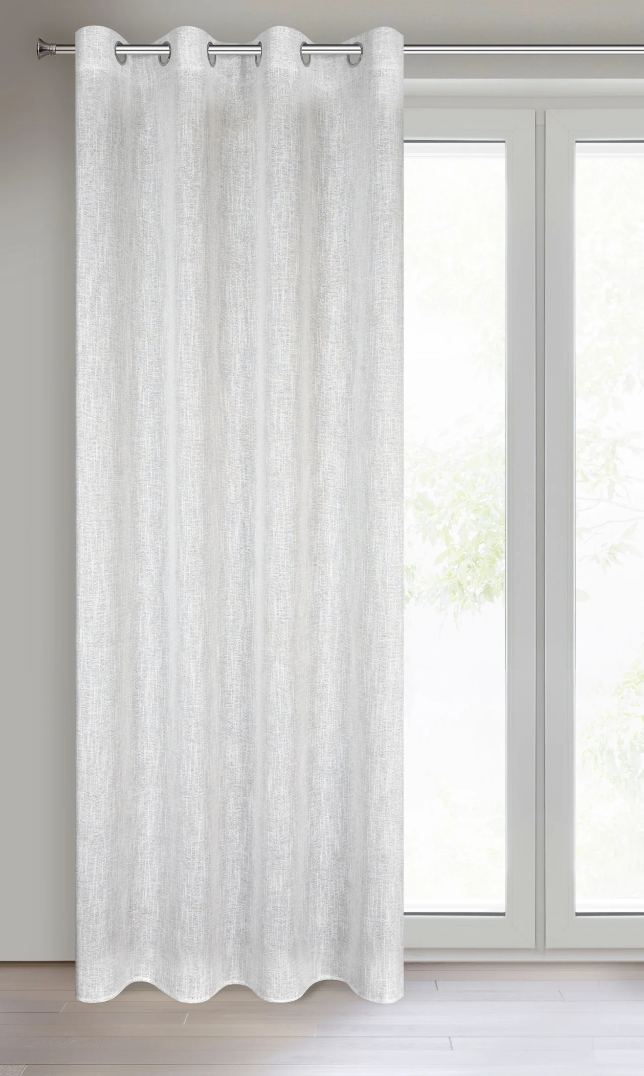 Zasłona biało, srebrna z widocznym splotem 140x250 cm przelotka AGNES Eurofirany