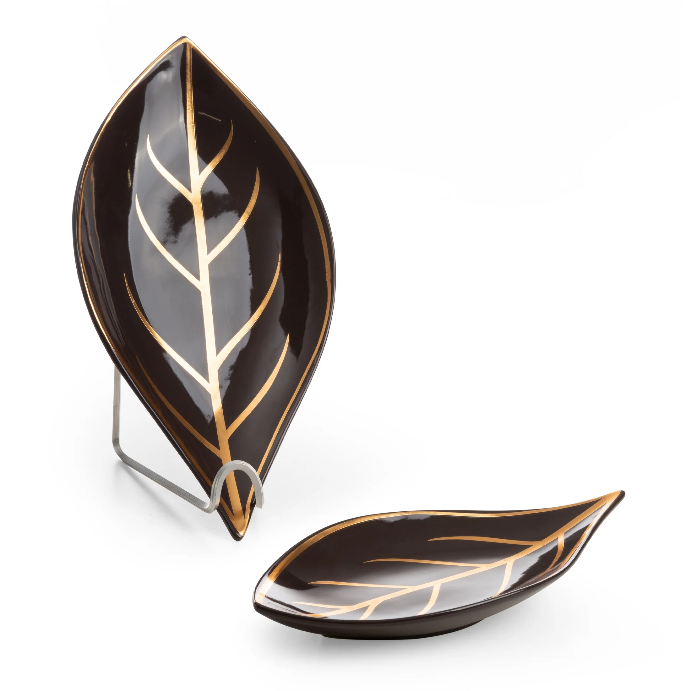 Patera dekoracyjna brązowo-złota w kształcie liścia 33x17x4 cm ALISMA LIMITED COLLECTION Eurofirany