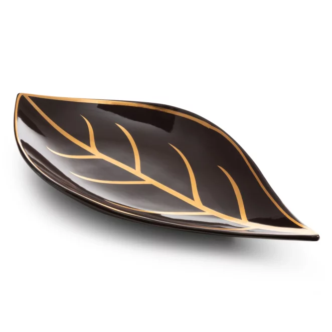 Patera dekoracyjna brązowo-złota w kształcie liścia 41x20x4 cm ALISMA LIMITED COLLECTION Eurofirany