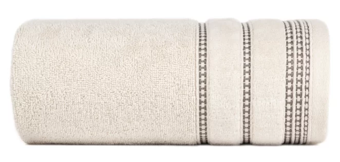 Ręcznik do rąk 30x50 cm bawełniany kolor beżowy z delikatną ozdobną bordiurą 500 g/m2 AMANDA Eurofirany