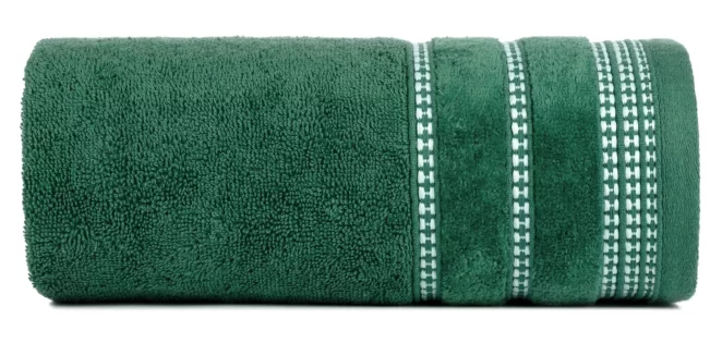 Ręcznik kąpielowy 50x90 cm bawełniany kolor butelkowy zielony z delikatną ozdobną bordiurą 500 g/m2 AMANDA Eurofirany