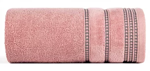 Ręcznik kąpielowy 50x90 cm bawełniany kolor pudrowy róż z delikatną ozdobną bordiurą 500 g/m2 AMANDA Eurofirany