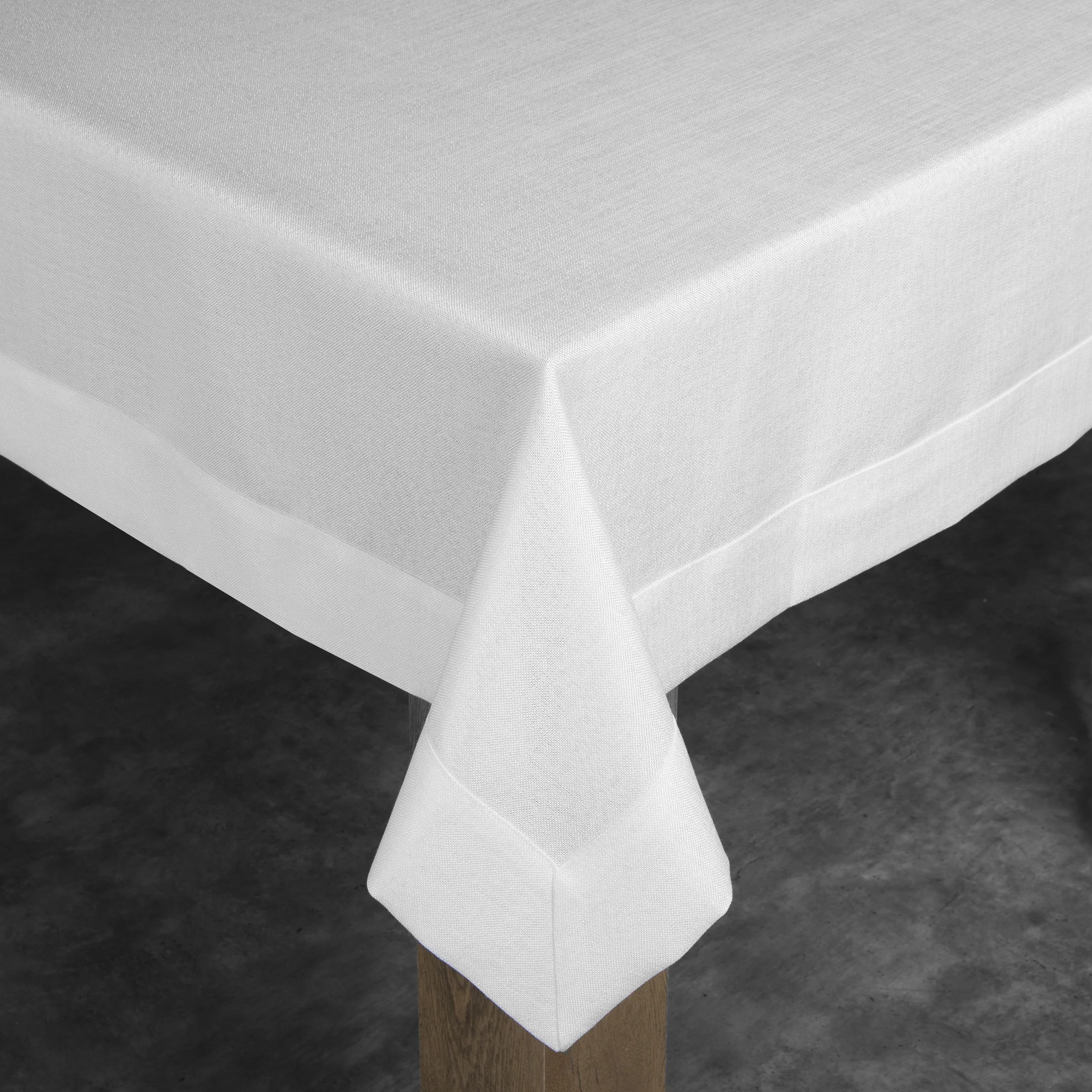 ANABEL BIAŁY ELEGANCKI OBRUS Z SZEROKĄ LISTWĄ 150x300 cm EUROFIRANY