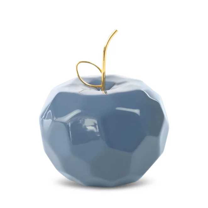 Figurka ceramiczna granatowo-złota jabłko o geometrycznych kształtach 13x13x10 cm APEL Eurofirany