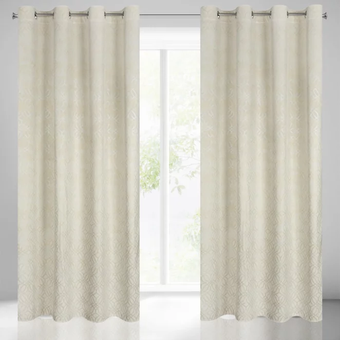 Zasłona kremowa z wytłaczanym wzorem, welwetowa 140x250 cm przelotka ARETA Eurofirany