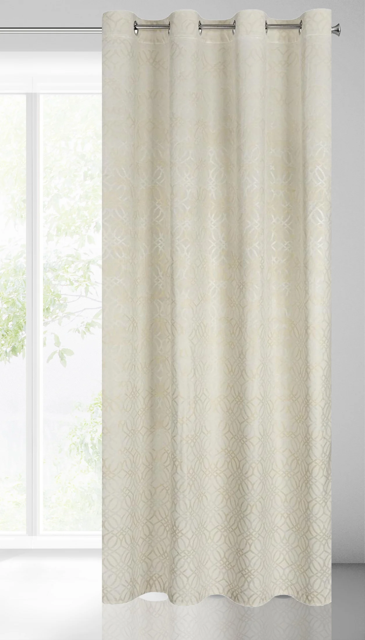 Zasłona kremowa z wytłaczanym wzorem, welwetowa 140x250 cm przelotka ARETA Eurofirany