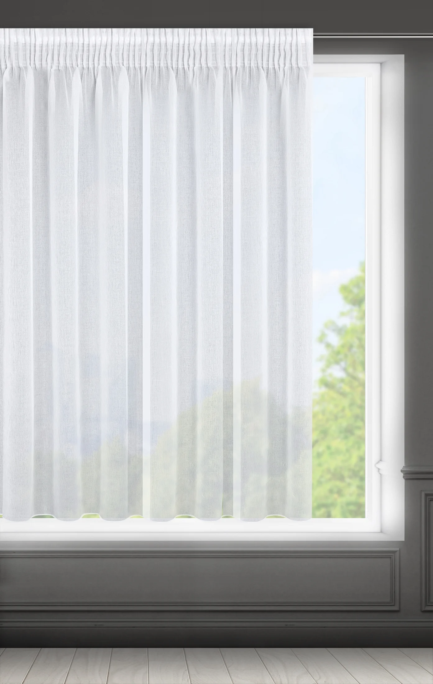 Dekoracja okienna biała z gładkiej etaminy 350x150 cm taśma ARGEA ELLA LINE Eurofirany