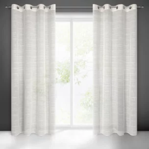 Firana beżowa z efektem deszczyku w poprzeczne prążki 140x250 cm przelotka ARIA Eurofirany