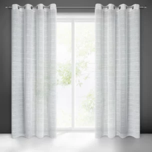 Firana szara z efektem deszczyku w poprzeczne prążki 140x250 cm przelotka ARIA Eurofirany