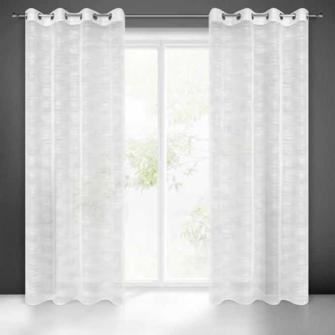 Firana biała z efektem deszczyku półprzezroczysta 140x250 cm przelotka ASTERA Eurofirany