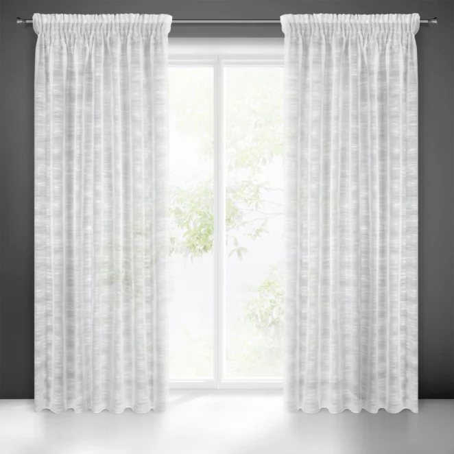Firana biała z efektem deszczyku półprzezroczysta 140x270 cm taśma ASTERA Eurofirany
