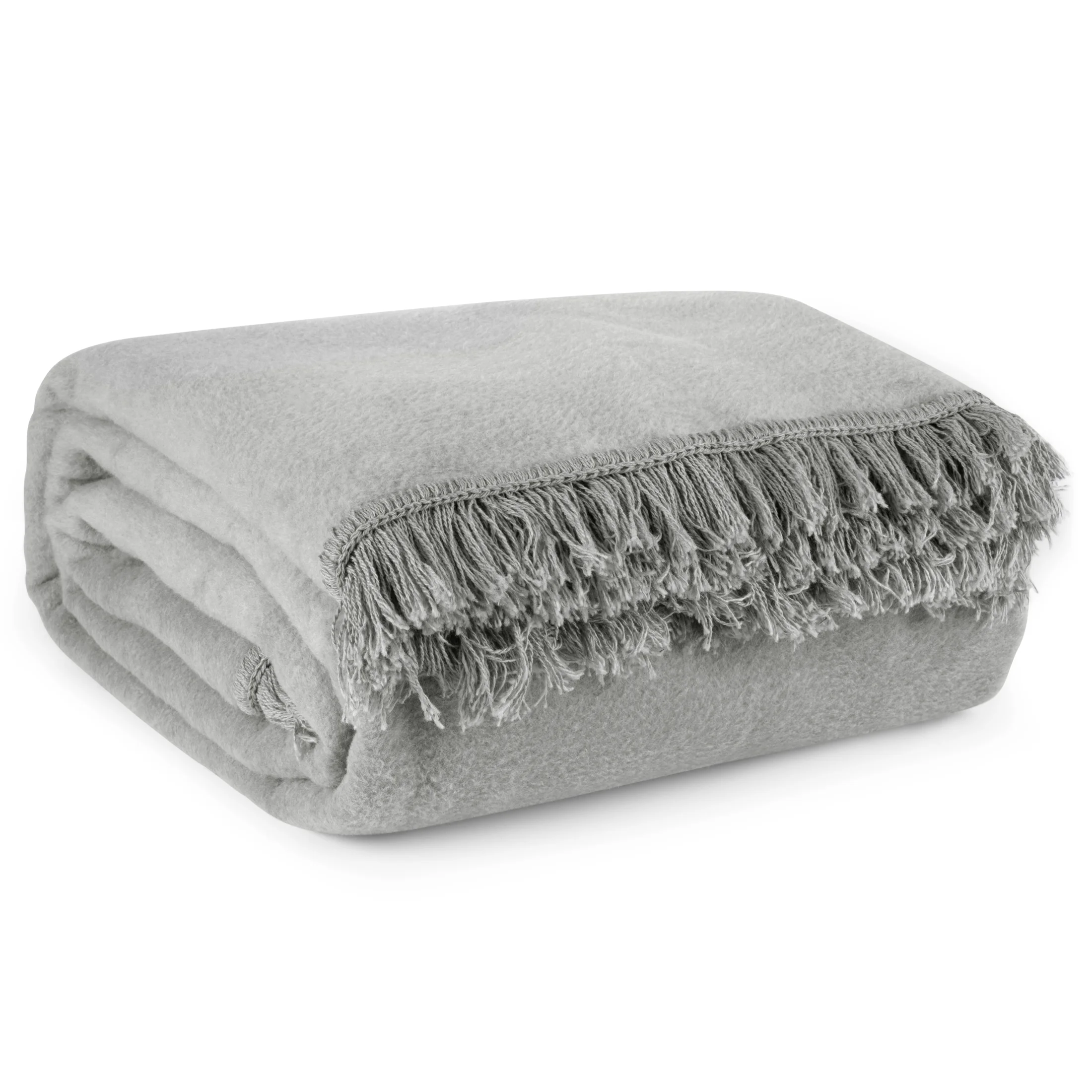 Koc bawełniano, akrylowy 220x240 cm popielaty z frędzlami AKRYL 7 EUROFIRANY PREMIUM