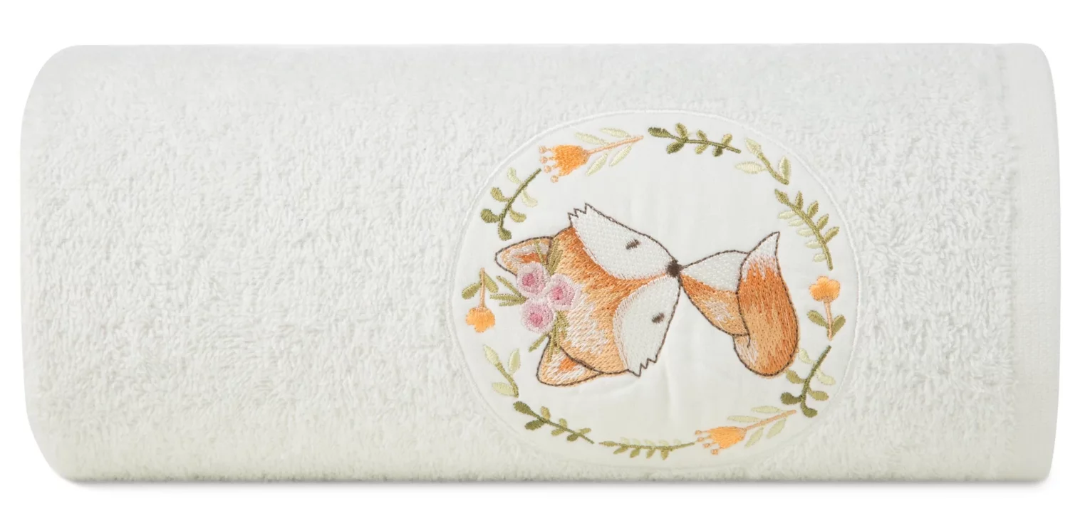 Ręcznik kąpielowy dziecięcy 50x90 cm bawełniany kolor biały z motywem liska 400 g/m2 BABY 44 Eurofirany