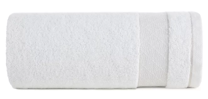 Ręcznik do rąk 30x50 cm bawełniany kolor biały z ozdobną bordiurą z geometrycznym wzorem 500 g/m2 NESSY Eurofirany
