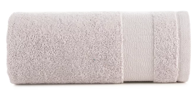 Ręcznik do rąk 30x50 cm bawełniany kolor pudrowy róż z ozdobną bordiurą 500 g/m2 NESSY Eurofirany