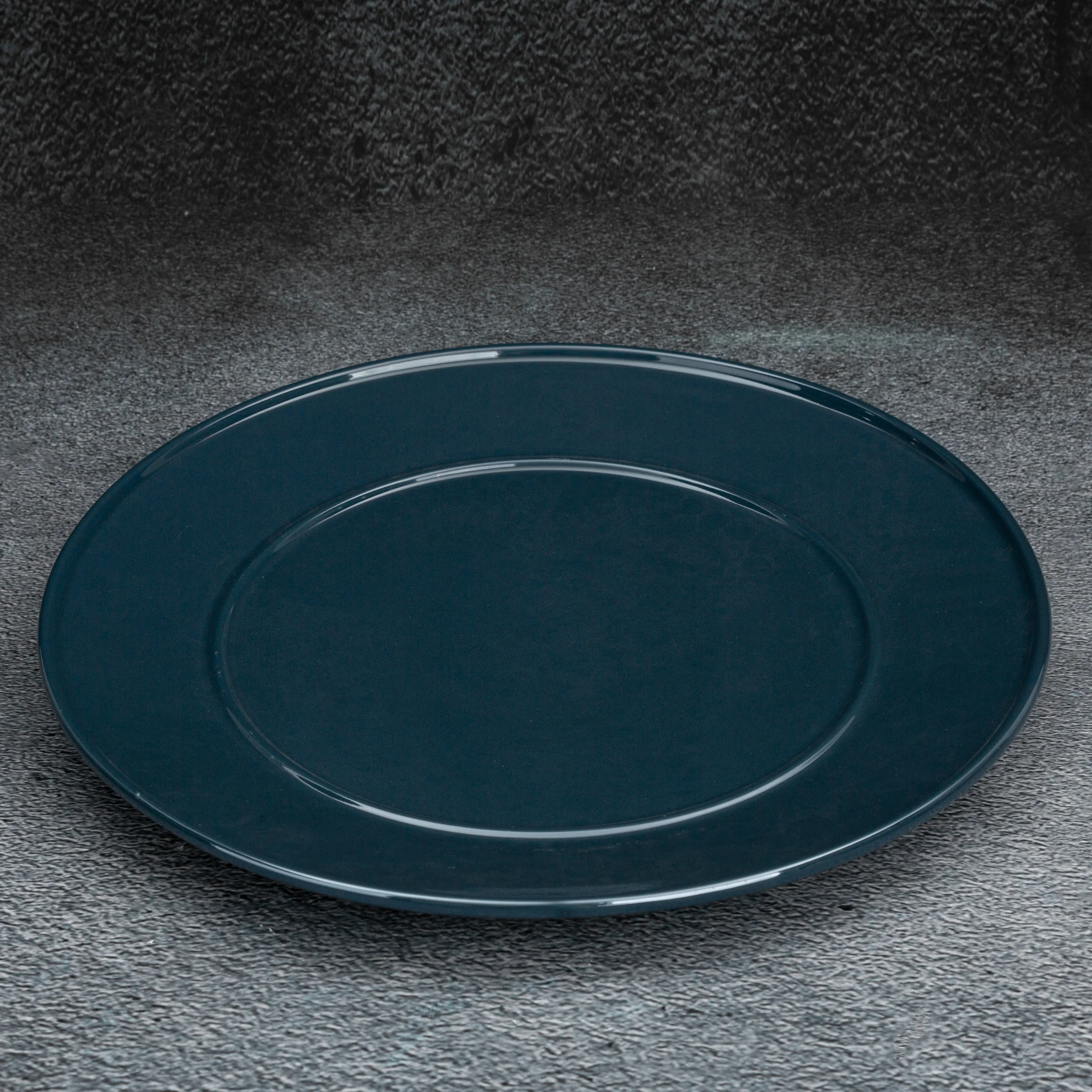 Talerz ceramiczny granatowy dekoracyjny z perłowym połyskiem średnica 30x2 cm SIMONA Eurofirany