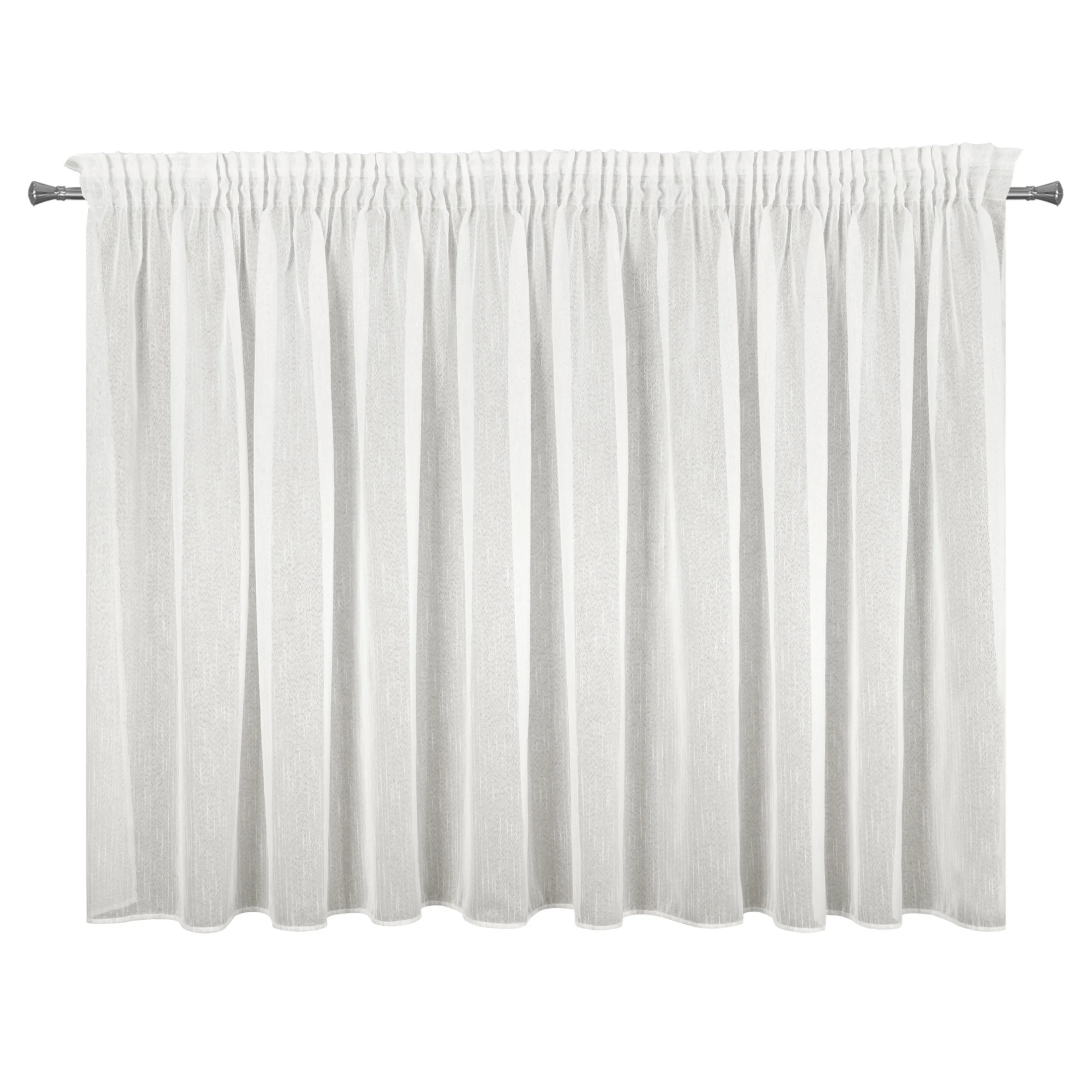 Biała Lilian firana z etaminy o strukturze deszczyku 400x145 cm na taśmie