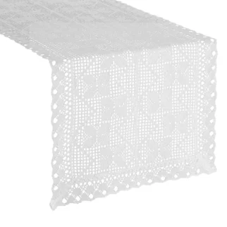 Bieżnik na stół 40x140 cm biały ażurowy MARTHA w stylu boho Eurofirany