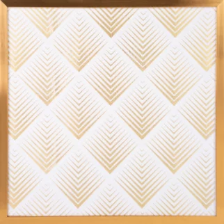 Obraz geometryczny biały ze złotym nadrukiem w złotej ramie 53x53 cm BLANCA 2 LIMITED COLLECTION