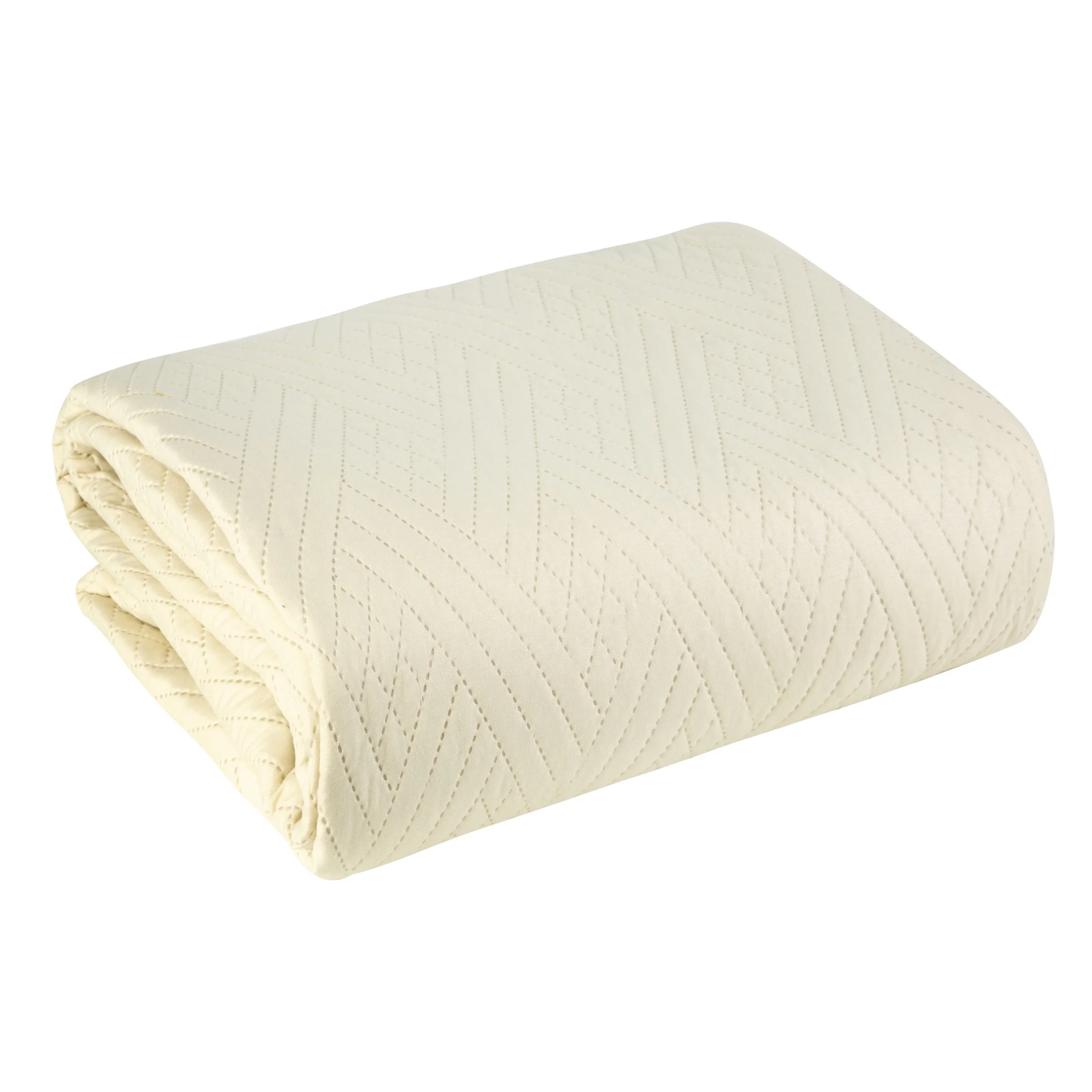 Narzuta kremowa 200x220 cm z geometrycznym wzorem wykonana techniką hot press BONI DESIGN 91 Eurofirany