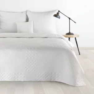 Narzuta biała 170x210 cm z patchworkowym motywem wytłaczanym techniką hot press BONI 5 DESIGN 91 Eurofirany