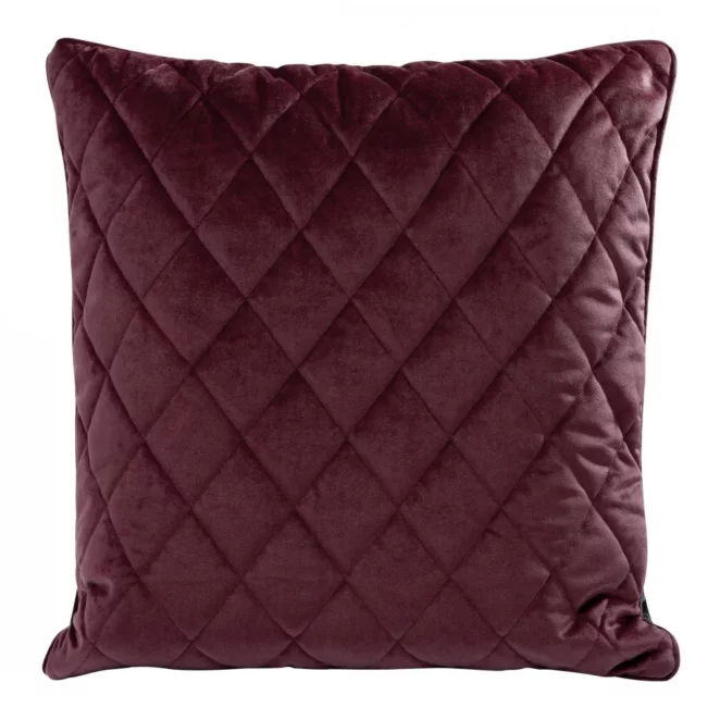 Poduszka 50 x 50 cm bordowa pikowana we wzór karo z ozdobną wypustką na brzegach VELVET 28 Eurofirany