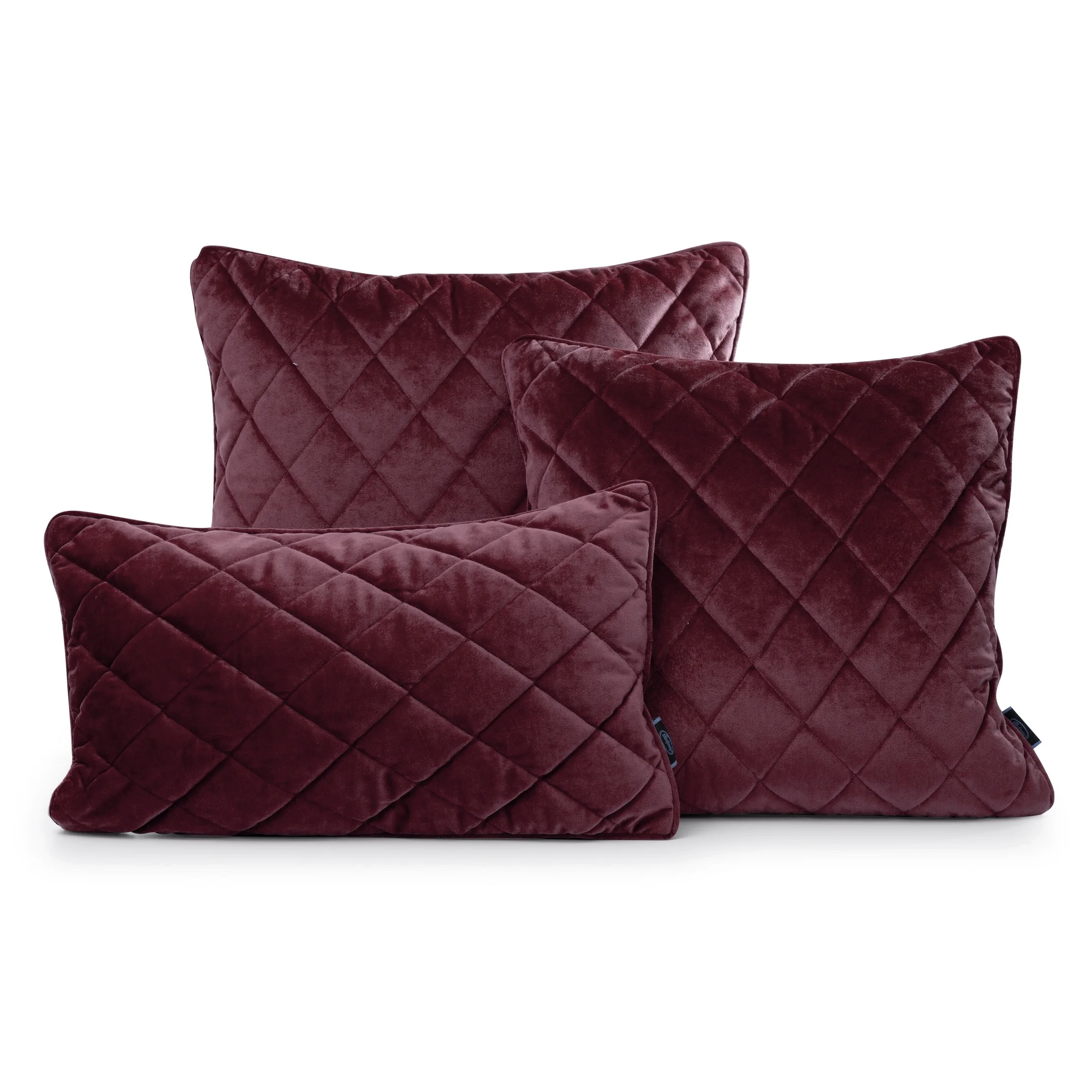 Poszewka na poduszkę 45x45 cm welwetowa pikowana we wzór karo z ozdobną wypustką na brzegach bordowa VELVET 27 EUROFIRANY PREMIUM