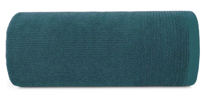 Ręcznik do rąk 30x50 cm bawełniany kolor ciemnoturkusowy zdobiony błyszczącą bordiurą 500 g/m2 LARI Eurofirany