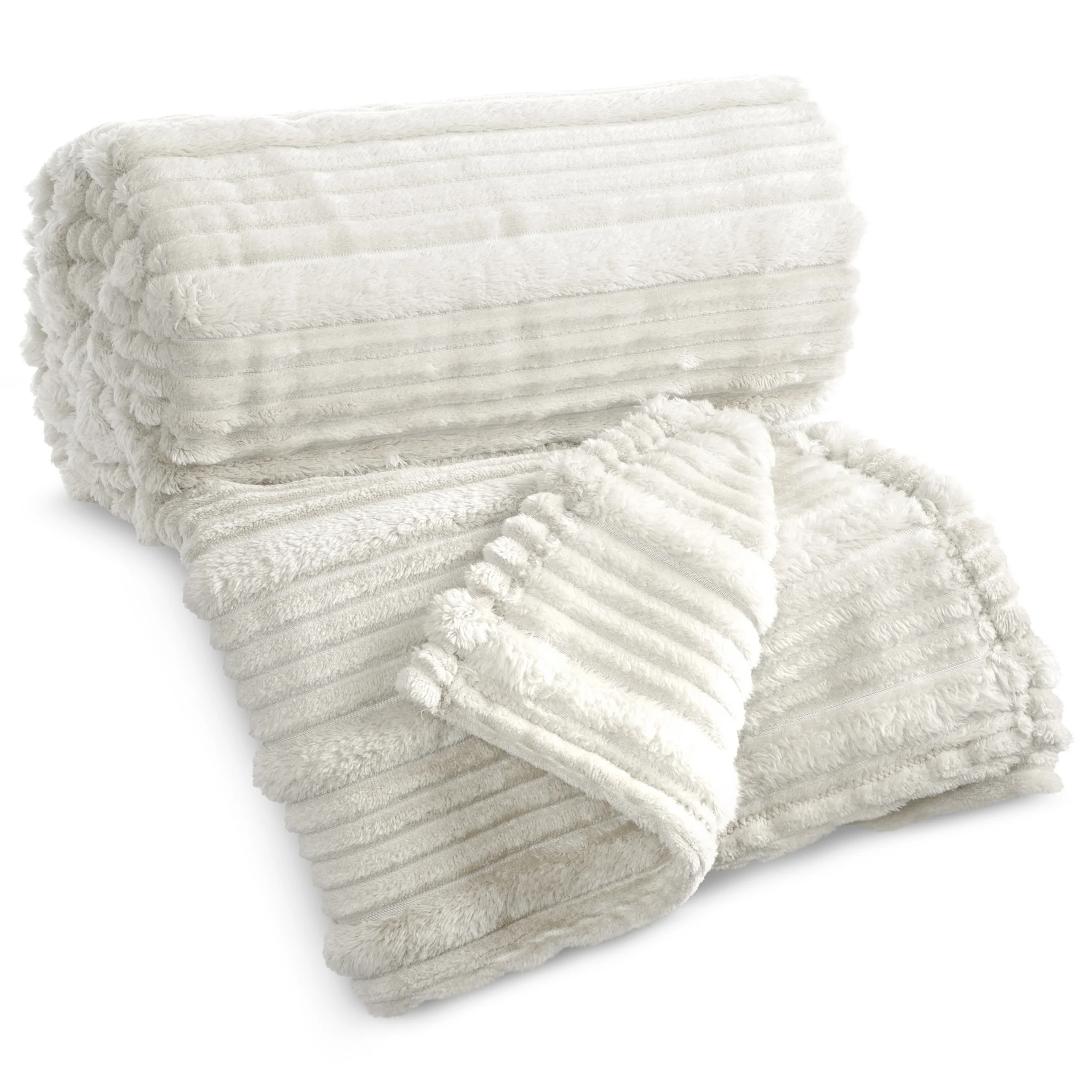 Koc 150x200 cm biały, typu flano z wzorem 3D NINA Eurofirany