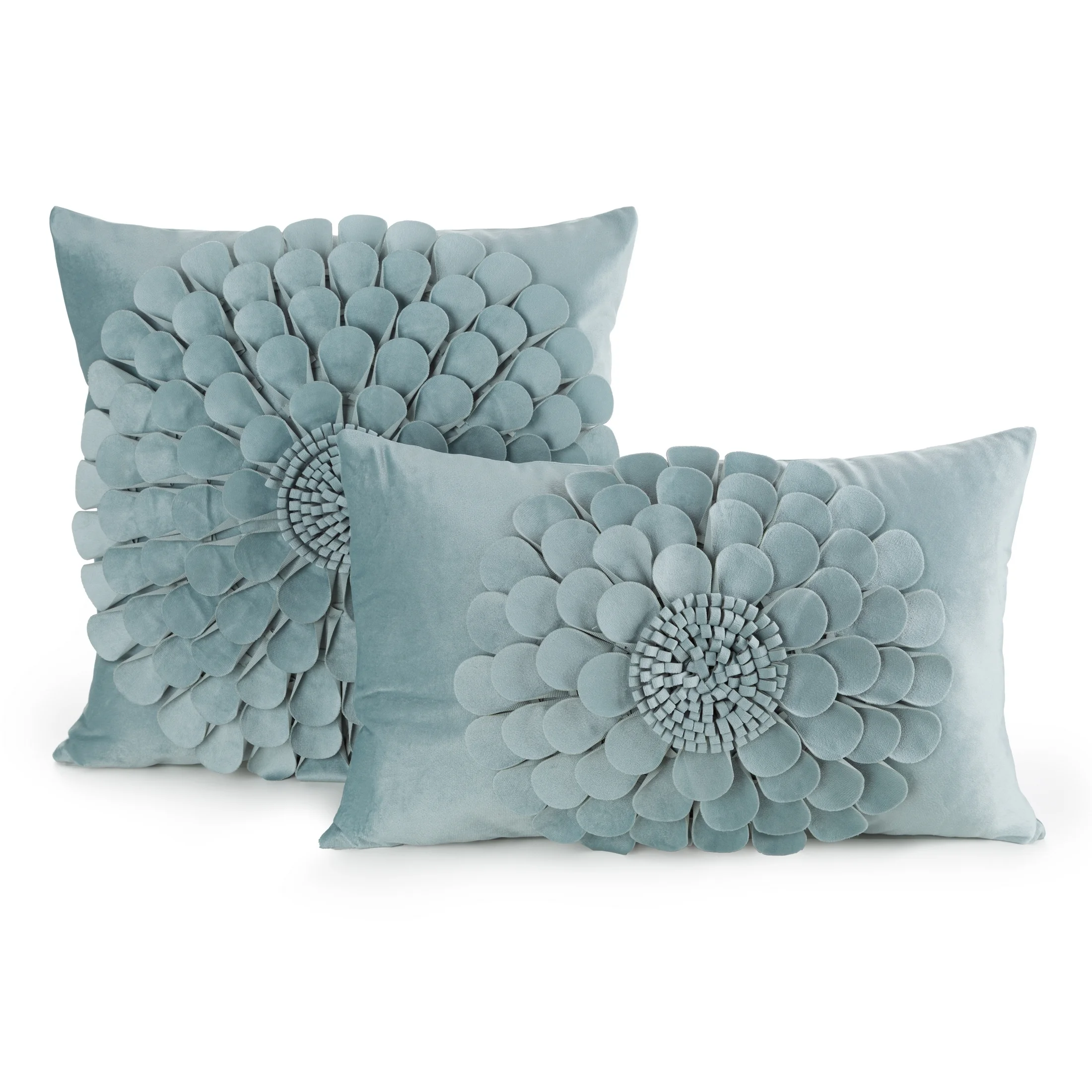 Poszewka na poduszkę 45 x 45 cm z welwetu kolor miętowy zdobiona kwiatem 3D FLORES 2 Eurofirany