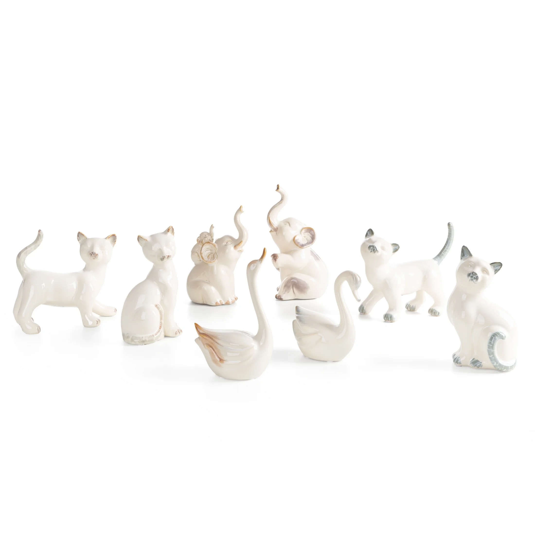 Figurka dekoracyjna łabędź kremowa 15x5x20 cm AVANI Eurofirany