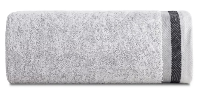 Ręcznik do rąk 30x50 cm bawełniany kolor jasnoszary z bordiurą w pasy 550 g/m2 NIKO Eurofirany