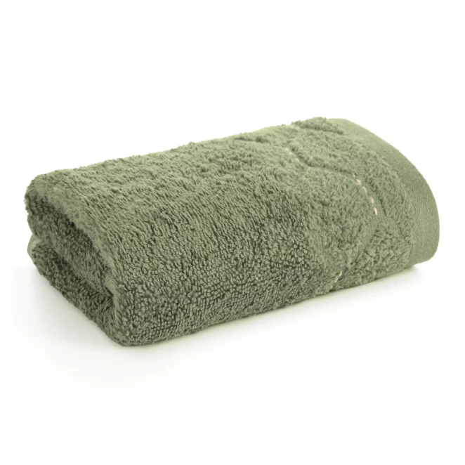 Ręcznik do rąk 30x50 cm bawełniany kolor zielony z welwetową geometryczną bordiurą 550 g/m2 LUMIA Eurofirany