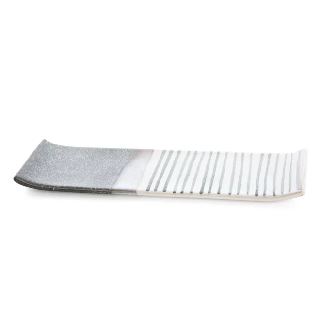 Patera dekoracyjna biało, popielata 39x12x3 cm VIKI Eurofirany