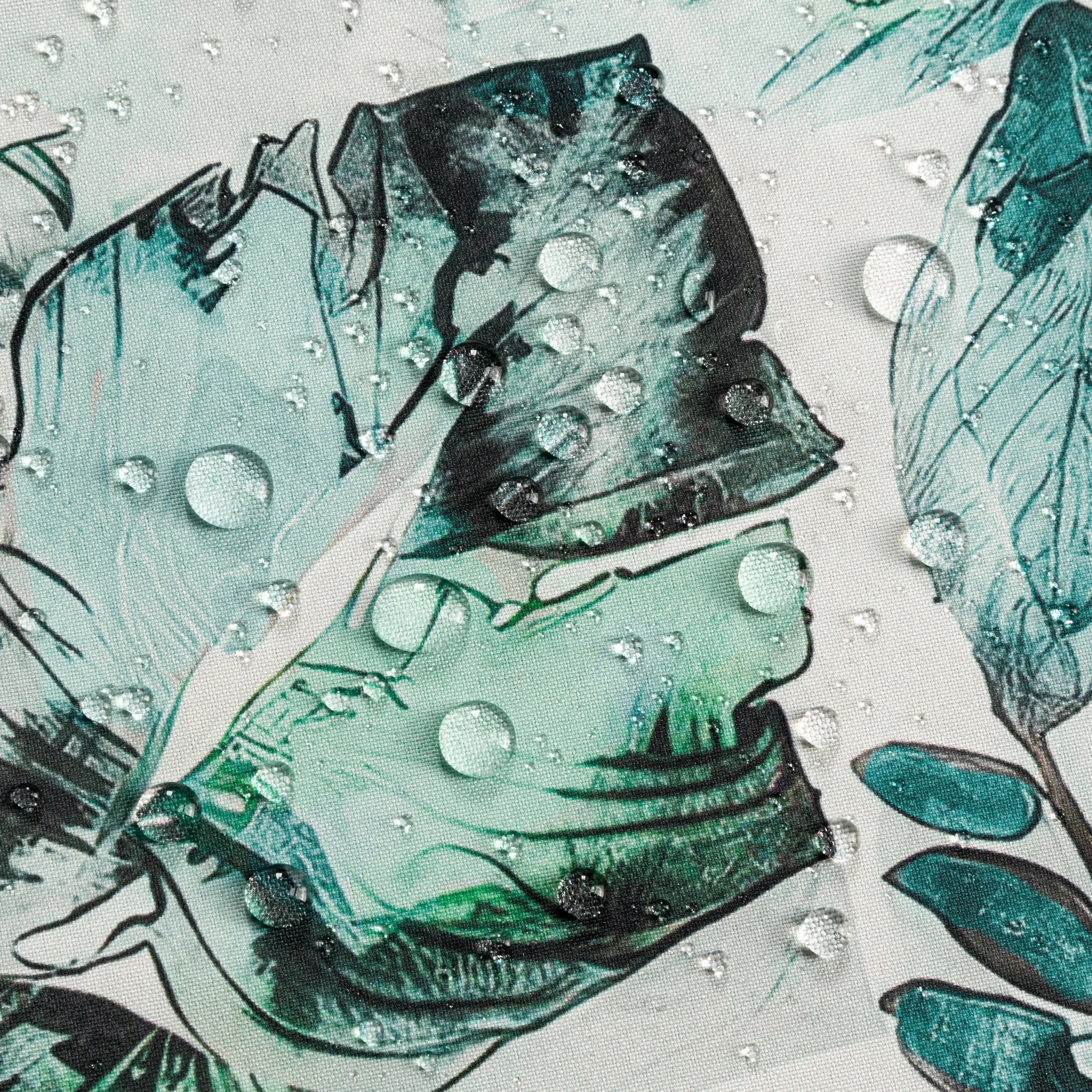 Zasłona biało, zielona z wodoodpornej tkaniny idealna do ogrodu i na taras 155x200 cm tunel GARDEN 2 Eurofirany