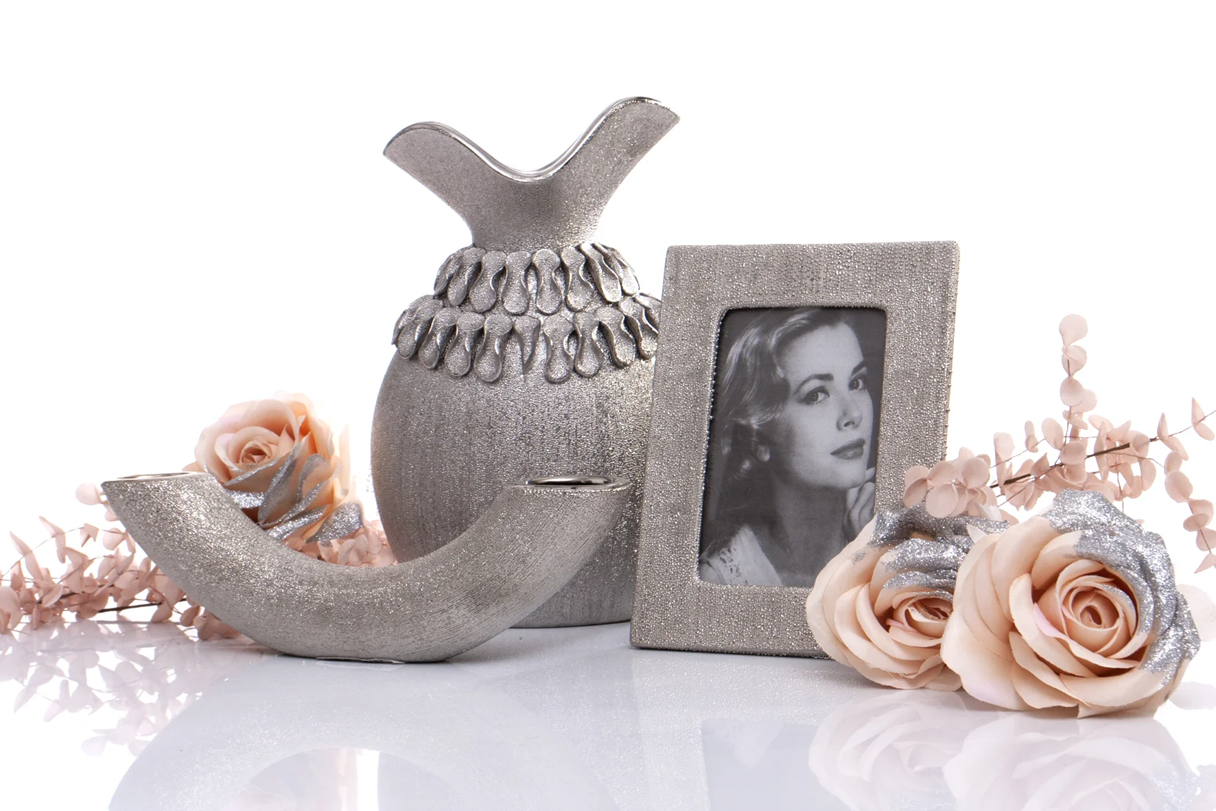 CELEBRE CERAMICZNY WAZON DEKORACYJNY ROSE GOLD 22x13x34 cm
