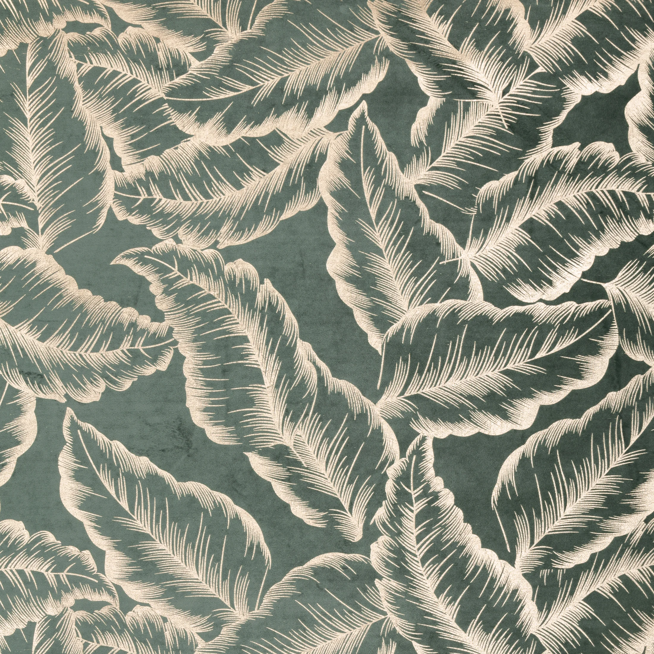 Zasłona miętowo szampańska zdobiona nadrukiem liści 140x250 cm złota przelotka - MILENA Eurofirany