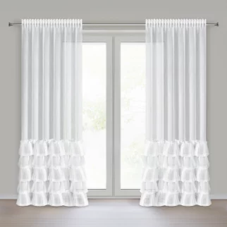 Firana biała z markizety z pięcioma falbanami 140x270 cm taśma CHARLOTTE 2 Eurofirany