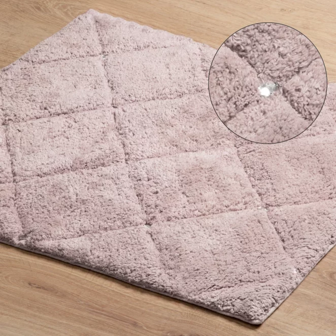 Dywanik łazienkowy bawełniany zdobiony geometrycznym wzorem z kryształkami 60x90 cm CHIC  Eurofirany