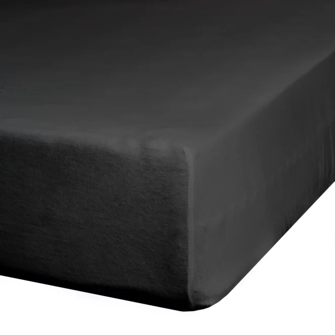 Prześcieradło jersey z gumką 90x200 cm z bawełny kolor czarny 125 g/m2 Design 91 Eurofirany