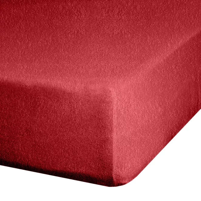 Prześcieradło frotte z gumką 140x200 cm z bawełny kolor czerwony 170 g/m2 Design 91 Eurofirany