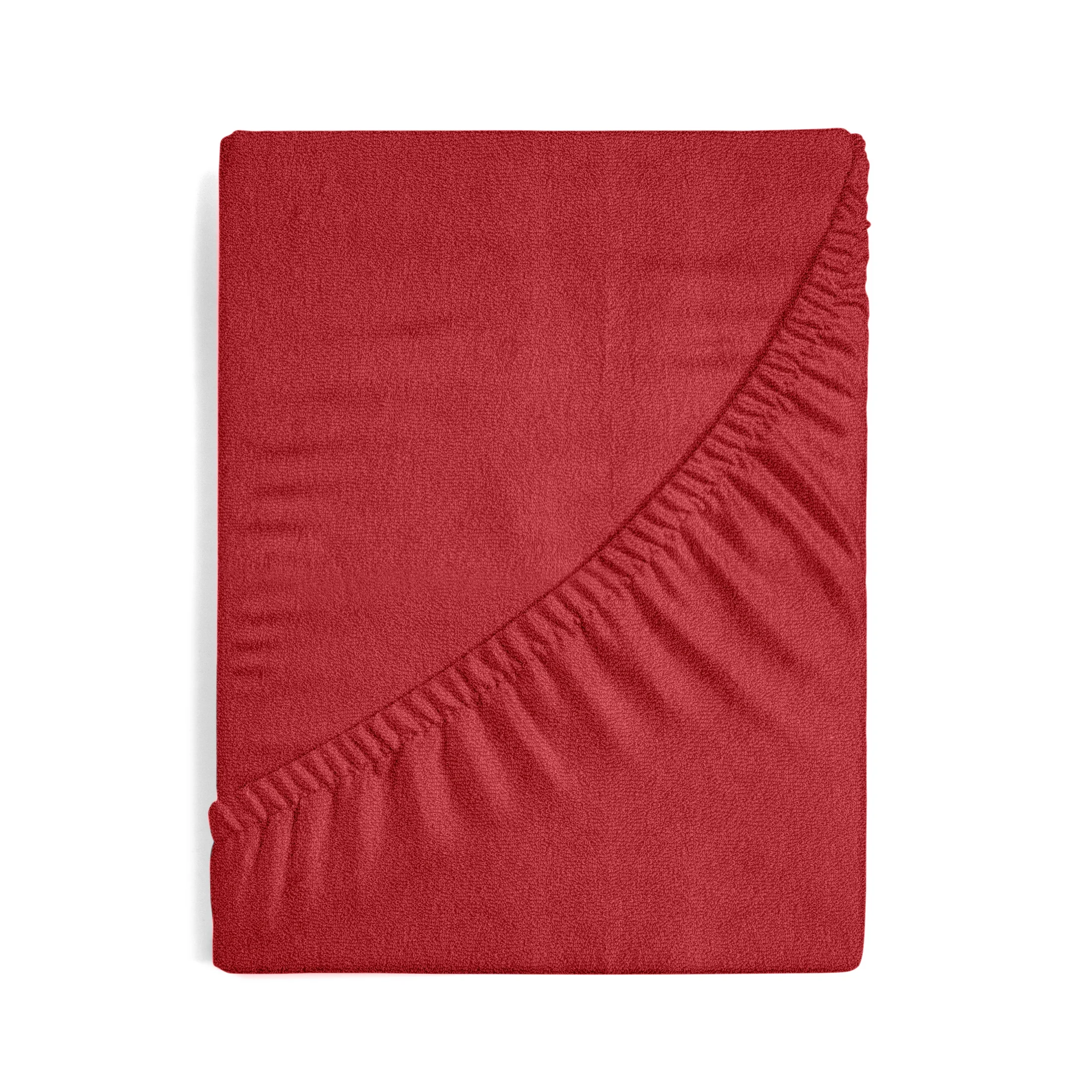 Prześcieradło frotte z gumką 140x200 cm z bawełny kolor czerwony 170 g/m2 Design 91 Eurofirany