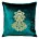 Poszewka na poduszkę 45x45 cm welwetowa ze złotym ornamentem ciemnoturkusowa ROYAL 4 Eurofirany