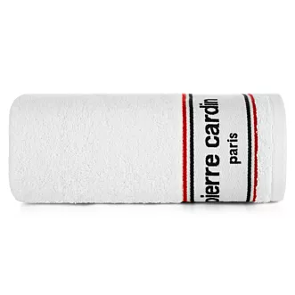 Ręcznik kąpielowy 50X90 cm bawełniany kolor biały 450 g/m2 z żakardową bordiurą i haftowanym logiem marki Pierre Cardin KARLA Eurofirany