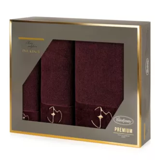 Zestaw ręcznik&oacute;w bawełnianych 3 szt kolor bordowy 550 g/m2 GAJA Eva Minge Eurofirany