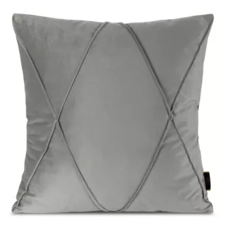 Poszewka na poduszkę 45x45 cm welwetowa z ozdobnym geometrycznym przeszywanym wzorem srebrna NALA 1 EUROFIRANY PREMIUM