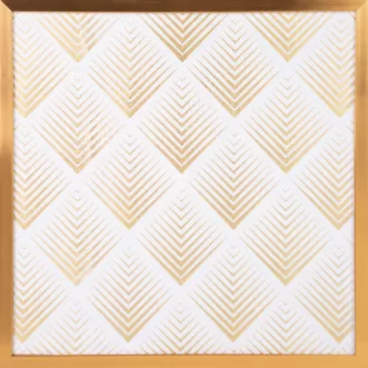 Obraz geometryczny biały ze złotym nadrukiem w złotej ramie 53x53 cm BLANCA 2 LIMITED COLLECTION