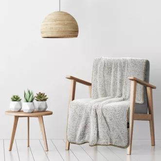 Narzuta, koc bukla na fotel 70x160 cm beżowo, biały z miękkiej tkaniny KOALA EUROFIRANY PREMIUM