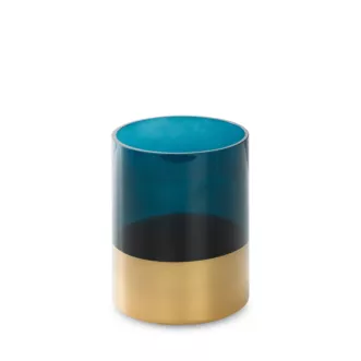 Świecznik dekoracyjny LILI 6 turkusowo-złoty szklany o klasycznym kształcie Limited Collection Eurofirany